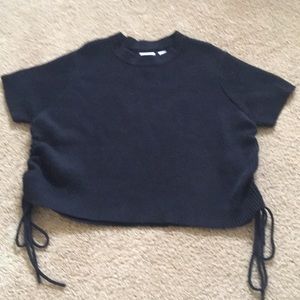 Collusion Black Short Sleeve Crop Top